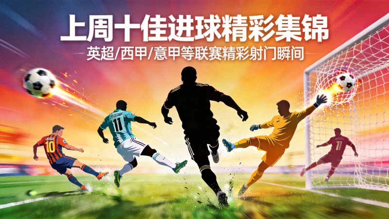 上周十佳进球精彩集锦封面图，展示各联赛精彩射门瞬间